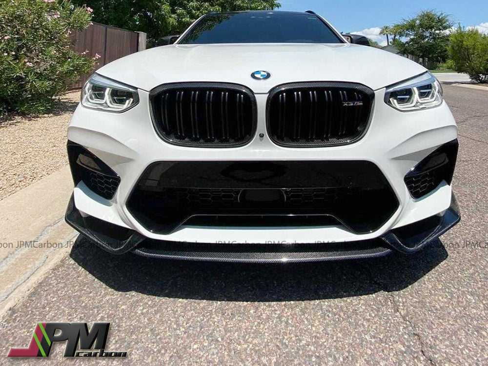 [JPMCarbon] AE Style Carbon Fiber Front Add-on Lip (3pcs) Fits For 2018-2021 BMW F97 X3M / F98 X4M Only