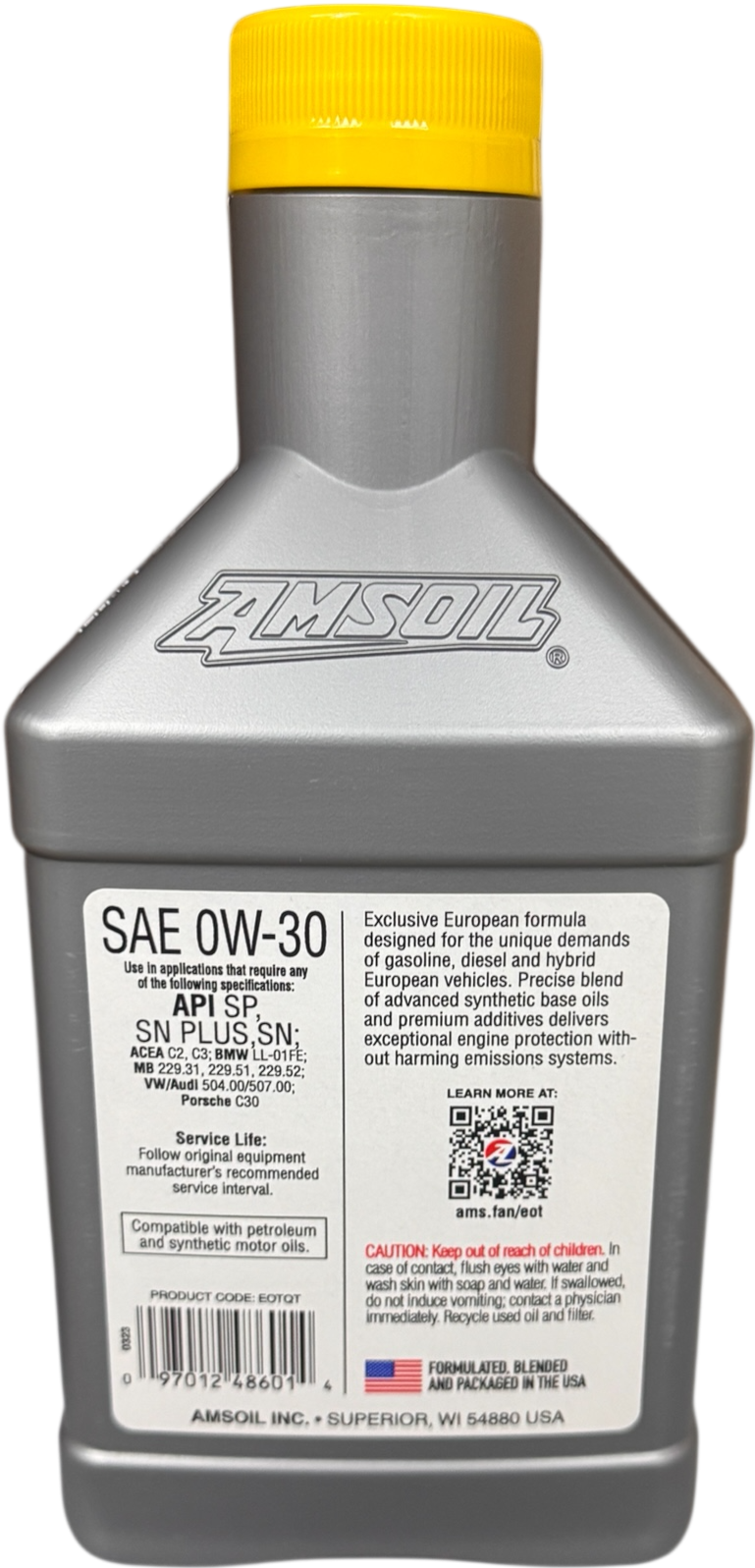 AMSOIL 0W-30 MS 100% SYNTHETIC EUROPEAN MOTOR OIL
