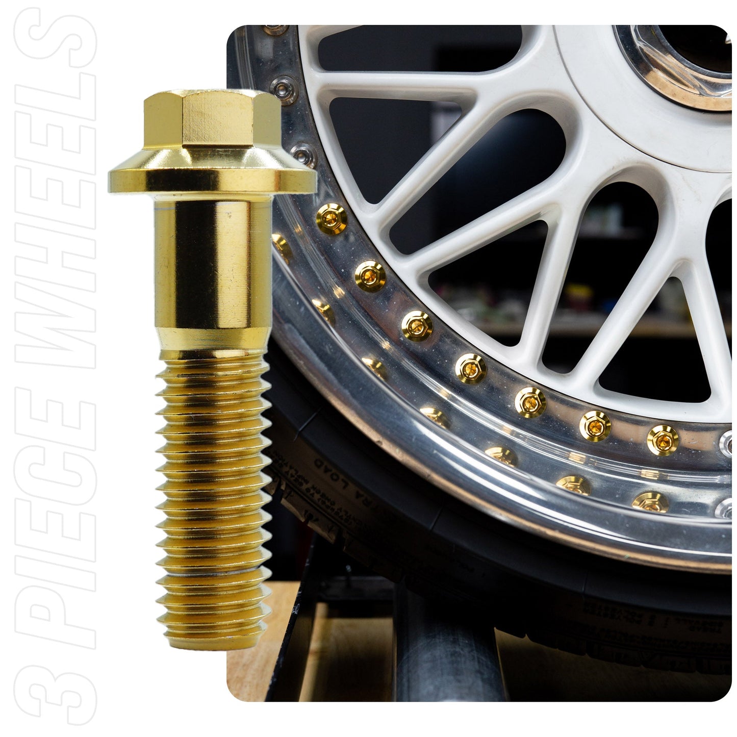 Titanium Three Piece Wheel Bolts - M8 x 32mm