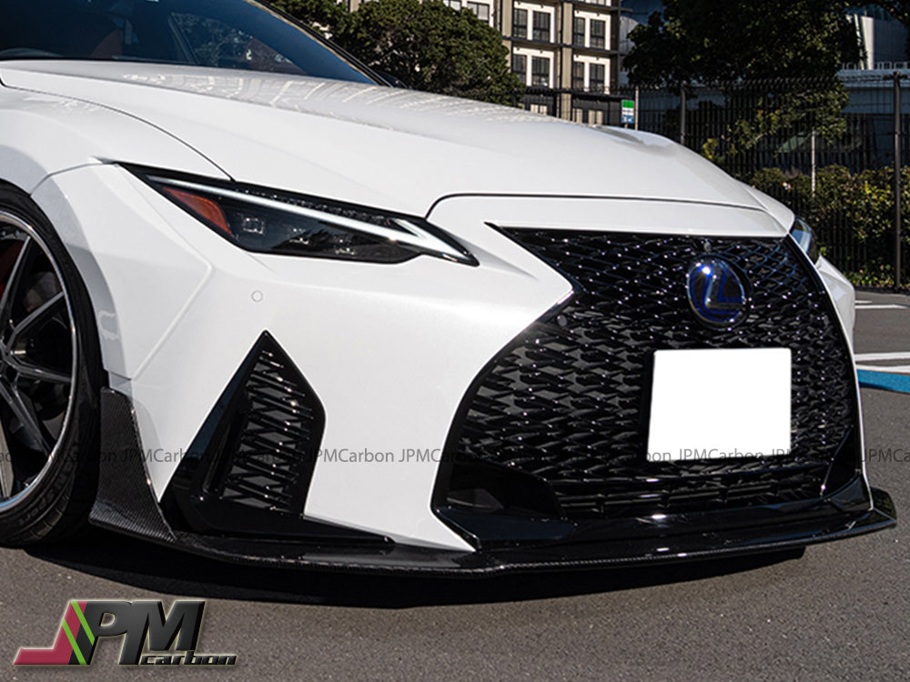 [JPMCarbon] AT Style Carbon Fiber Front Bumper Add-on Lip 3PCS Fits For 2021-2025 Lexus IS300 IS350 with F-Sport Package Only