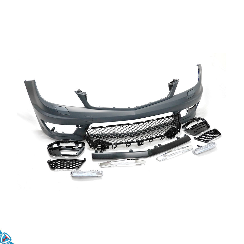 2012-2014 Mercedes-Benz C-Class Facelift (W204) C63 AMG Style Polypropylene Front Bumper Conversion Kit | E3Tuning