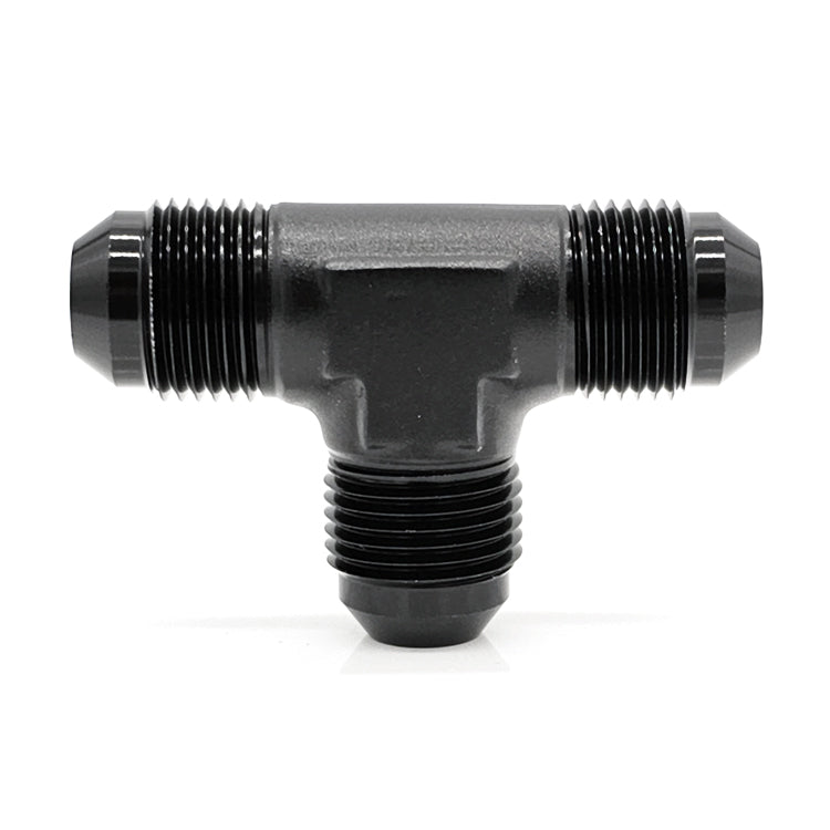 -10AN Male AN Flare Tee, Black Hard Anodized Aluminum