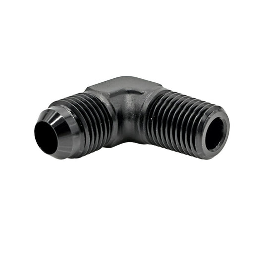 -8AN Male AN Flare to 1/2" Male NPT 90° Adapter, Black Hard Anodized