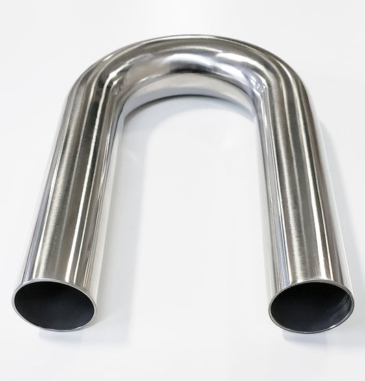 2.500" OD 16ga 180° Mandrel Bend - Polished OD - 6061 Aluminum - (3.750" CLR / 6.000" Legs)