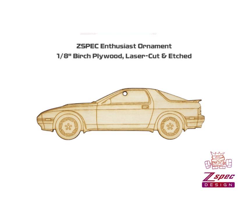 ZSPEC Laser-Engraved Wood Ornament, Style: Mazda RX-7 FC, Birch