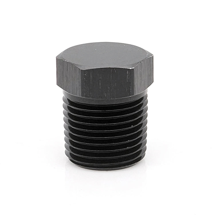 1/4" Male NPT Hex Plug, 6061 Aluminum, Black Hard Anodized