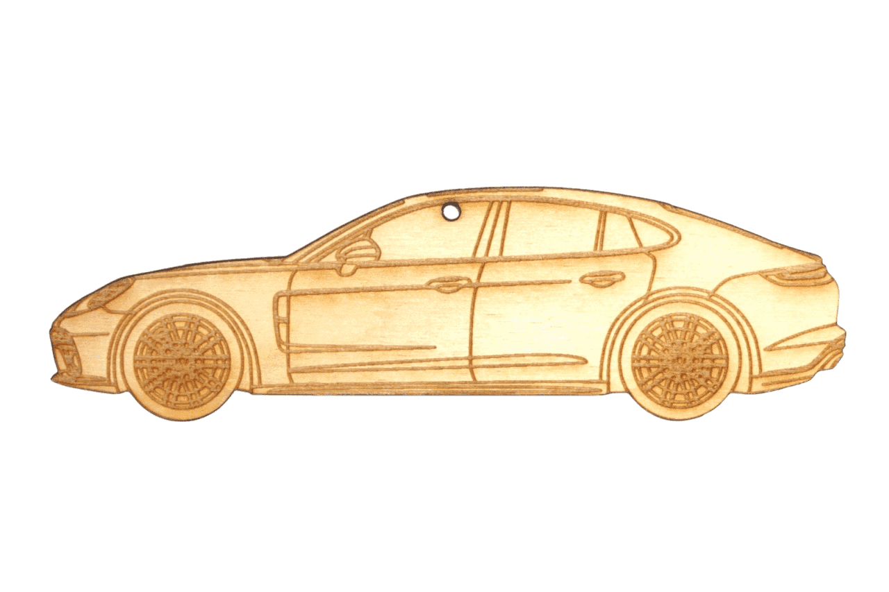 ZSPEC Laser-Engraved Birch Ornament, Style: Porsche Panamerica, ~5-inch Wide