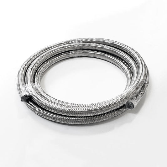 -12AN Stainless Steel Braided Flex Hose with Reinforced Rubber Liner - 10 Foot Length