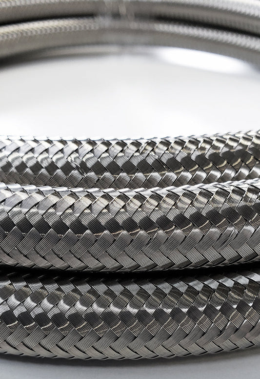 -6AN Stainless Steel Braided Flex Hose with Reinforced Rubber Liner - 5 Foot Length