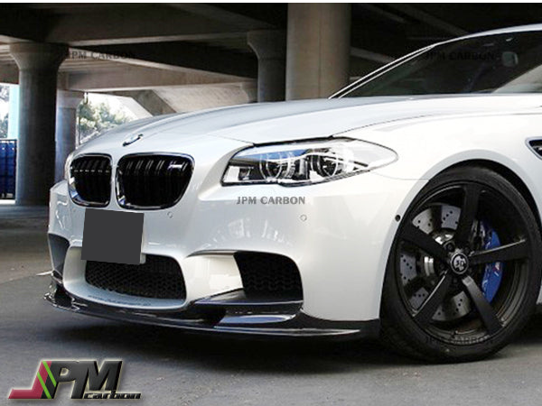 3D Style Carbon Fiber Front Bumper Add‑on Lip with Clear UV Coating Fits 2011‑2016 BMW F10 M5 Only
