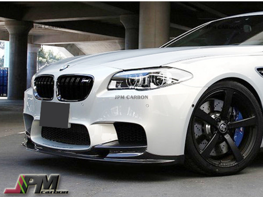 3D Style Carbon Fiber Front Bumper Add‑on Lip with Clear UV Coating Fits 2011‑2016 BMW F10 M5 Only