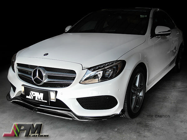 [JPMCarbon] DP2 Style Carbon Fiber Front Bumper Add-on Cover Lip Fits For 2015-2018 Mercedes-Benz W205 Pre-facelift C-Class with AMG Sport Package Only