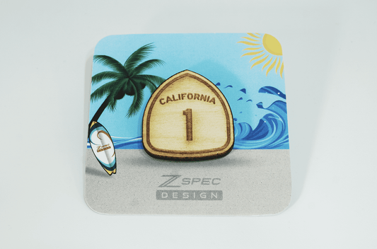 ZSPEC Pacific Coast Highway (PCH) Route 1 Wooden Lapel/Hat Pin
