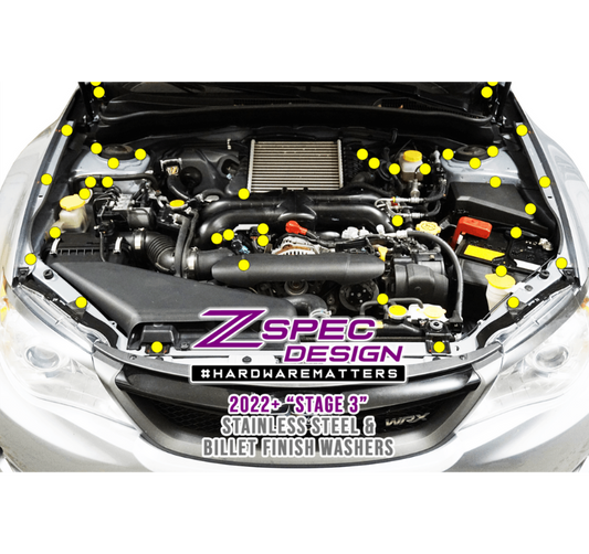 ZSPEC "Stage 3" Dress Up Bolts® Fastener Kit for '08-14 Subaru WRX & STi, Stainless & Billet