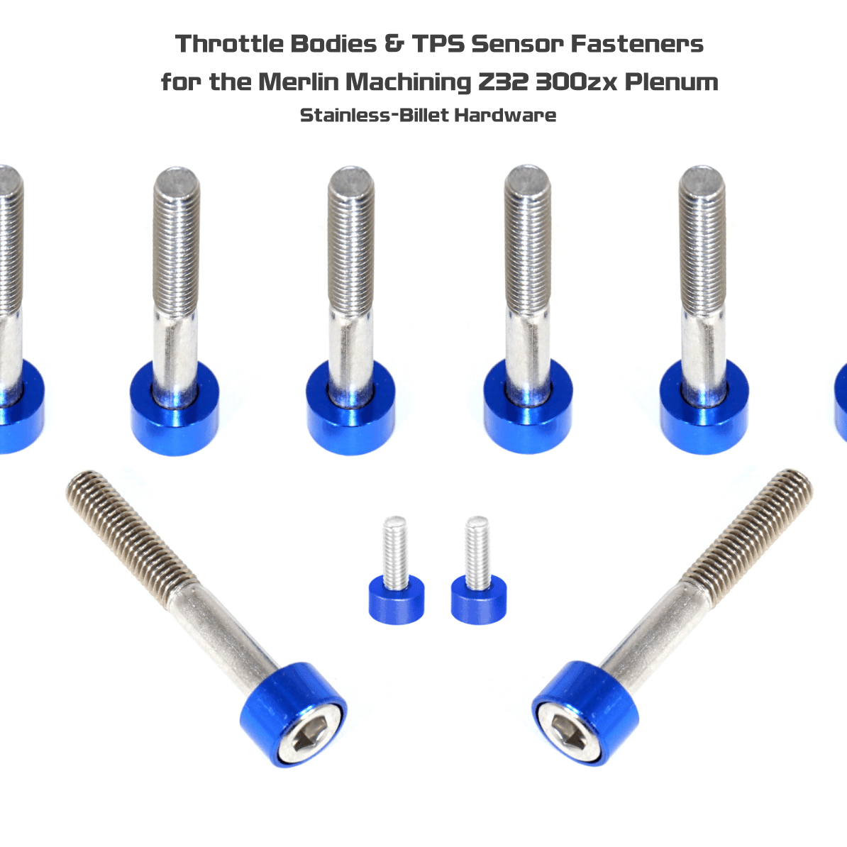 ZSPEC Throttle Bodies & TPS Sensor Fastener Kit for Merlin Machining Z32 300zx Plenum, Stainless & Billet
