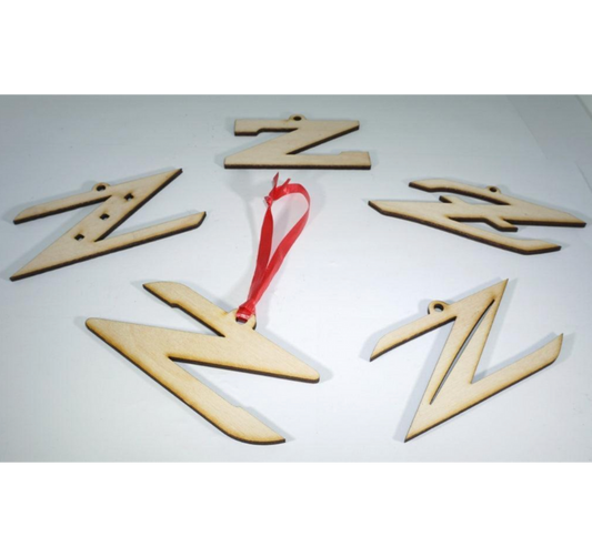 ZSPEC Laser-Engraved Wood Ornaments, Set of Five Nissan Z Ornaments, 4"