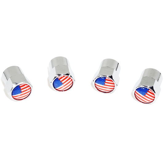 Chrome Valve Stem Tire Caps, Style: United States (USA) Stars & Stripes Flag
