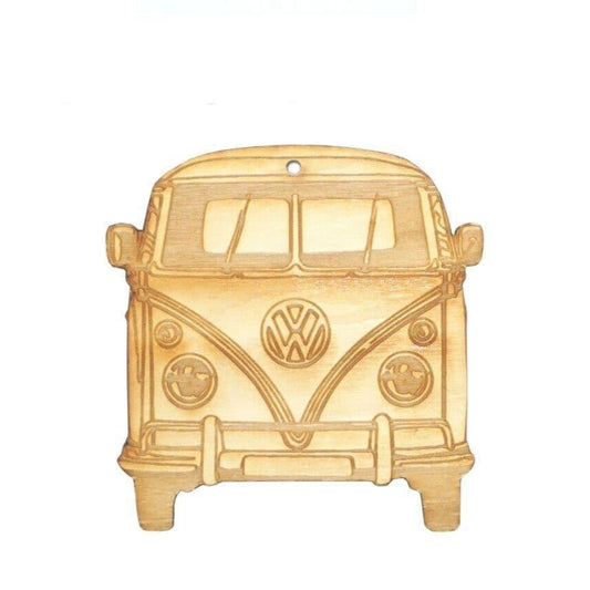 ZSPEC Laser-Engraved Birch Ornament, Style: VW Vintage Bus, ~5-inch Wide