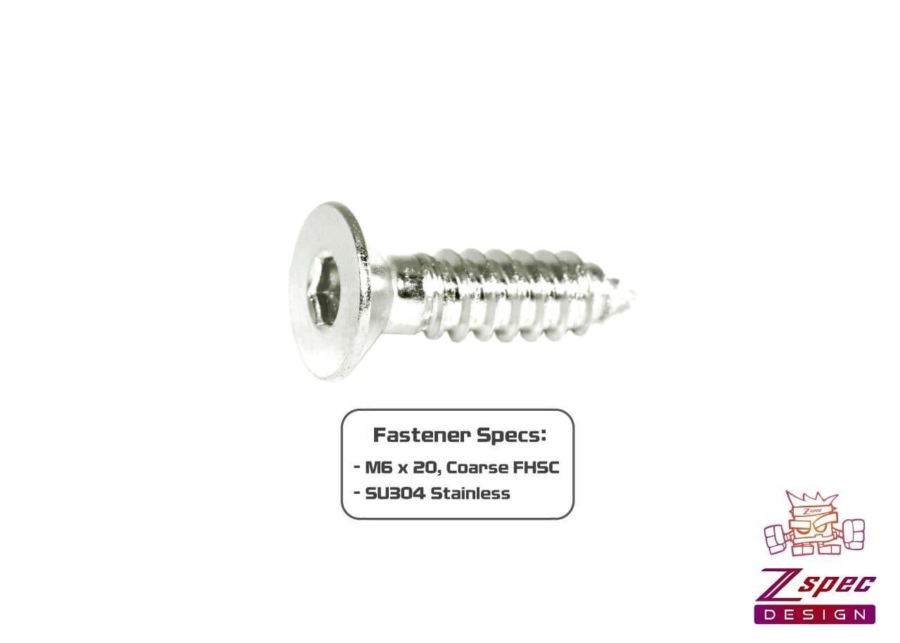 ZSPEC M6x20mm Coarse Flat-Head FHSC Fasteners, Stainless, 10-Pack