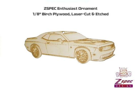 ZSPEC Laser-Engraved Ornament, Style: Dodge. Challenger SRT, ~5-inch Wide