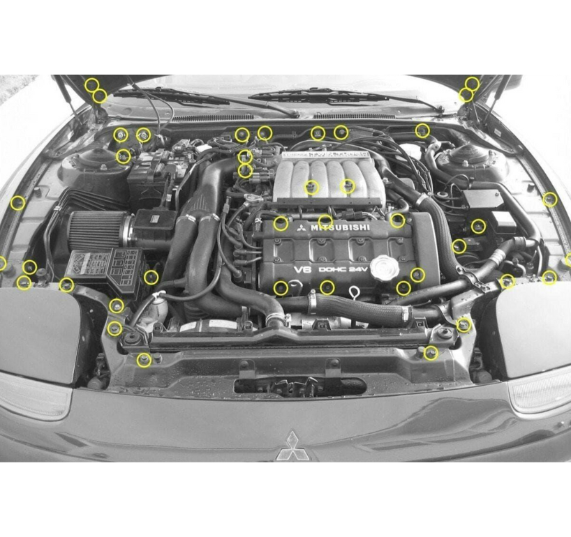 ZSPEC "Stage 3" Dress Up Bolts® Fastener Kit for Dodge Stealth & Mitsubishi 3000GT, Stainless & Billet