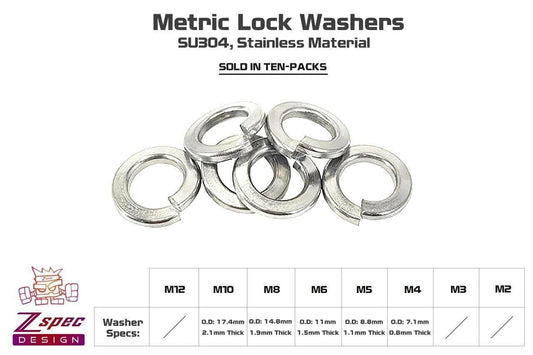 ZSPEC M4 Lock Washers, SUS304 Stainless, 10-Pack