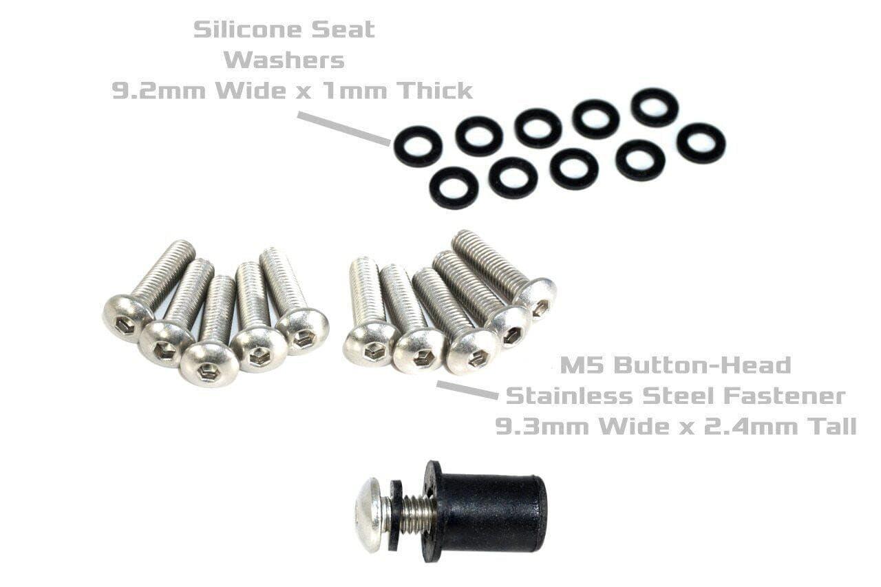 ZSPEC Button-Head Body Kit Fasteners, M5x20mm, Stainless, Per Each w/Well Nuts