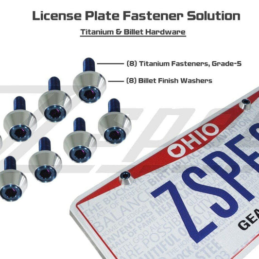 ZSPEC License Plate Bolts, SHSC M6x20 w/Washers, Grade-5 Titanium, 8-Pack