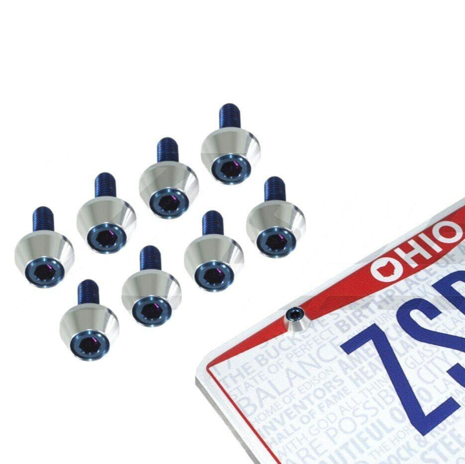 ZSPEC License Plate Bolts, SHSC M6x20 w/Washers, Grade-5 Titanium, 8-Pack