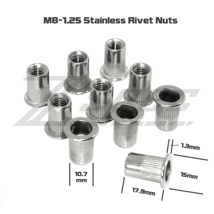 ZSPEC M8-1.25 Rivet Nuts, SUS304 Stainless Steel, 10-Pack