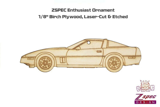 ZSPEC Laser-Engraved Wood Ornament, Style: Corvette C4, Birch
