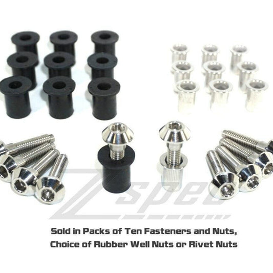 ZSPEC M6x25mm Titanium Shank/Shoulder Bolts, Well or Rivet Nuts, 10-Pack
