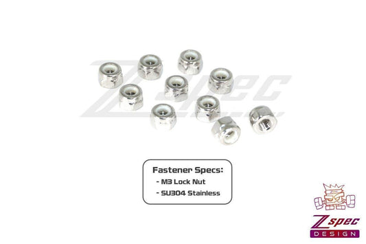 ZSPEC M3-0.5 Nylon Lock Nuts, Stainless SUS304, 10-Pack