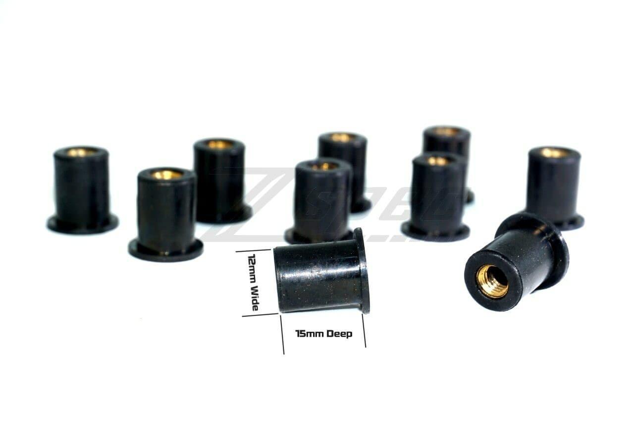 ZSPEC M6 Rubber-Composite Well Nuts for Body Kits and Flares, 10-Pack