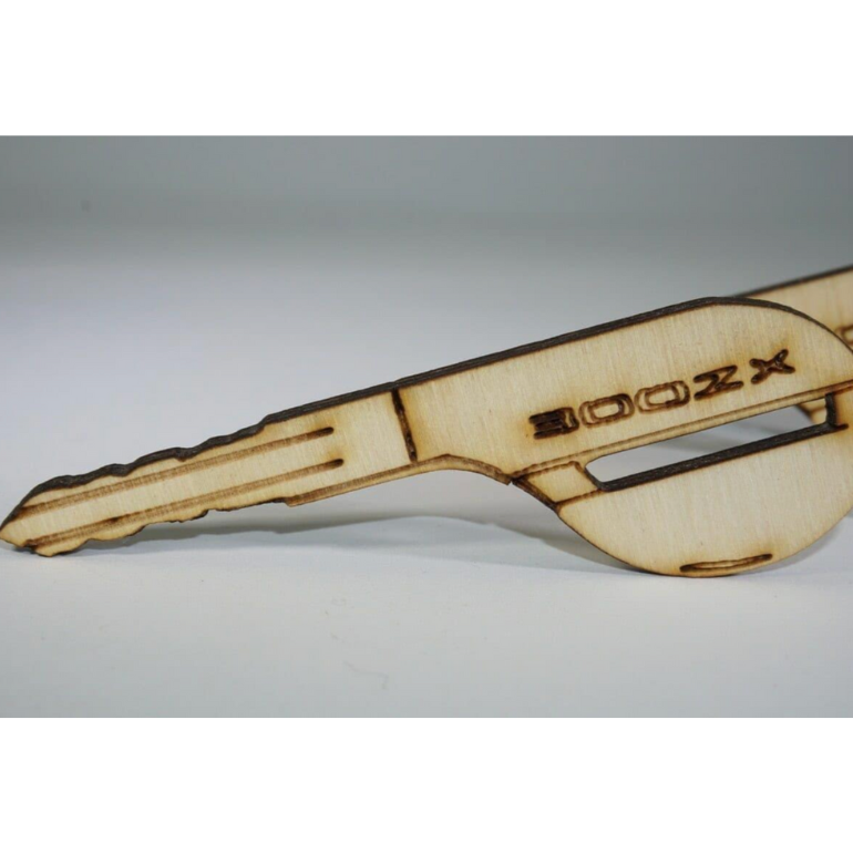 ZSPEC Laser-Engraved Birch Key Ornaments, Set of 4, Style: Nissan 300zx Z32, ~5-inch Wide