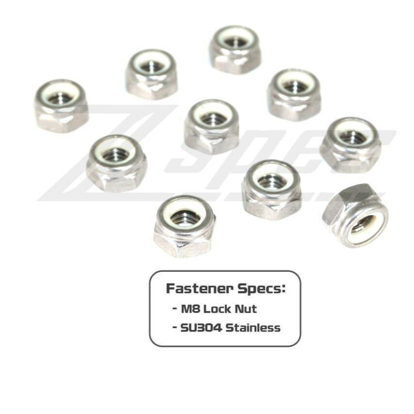 ZSPEC M8-1.25 Nylon Lock Nuts, Stainless SUS304, 10-Pack