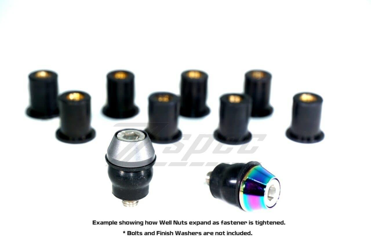 ZSPEC M6 Rubber-Composite Well Nuts for Body Kits and Flares, 10-Pack