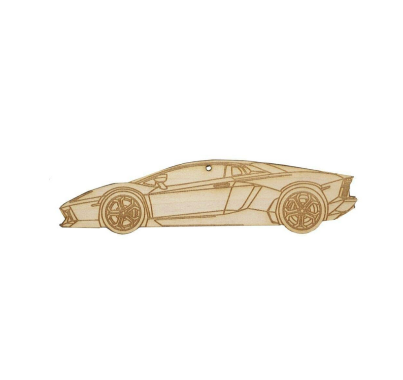 ZSPEC Laser-Engraved Wood Ornament, Style: Lamborghini Aventador, Birch