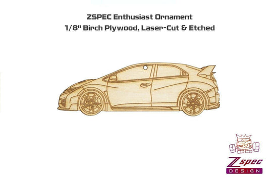 ZSPEC Laser-Engraved Wood Ornament, Style: Honda Civic FK2 Type R, Birch