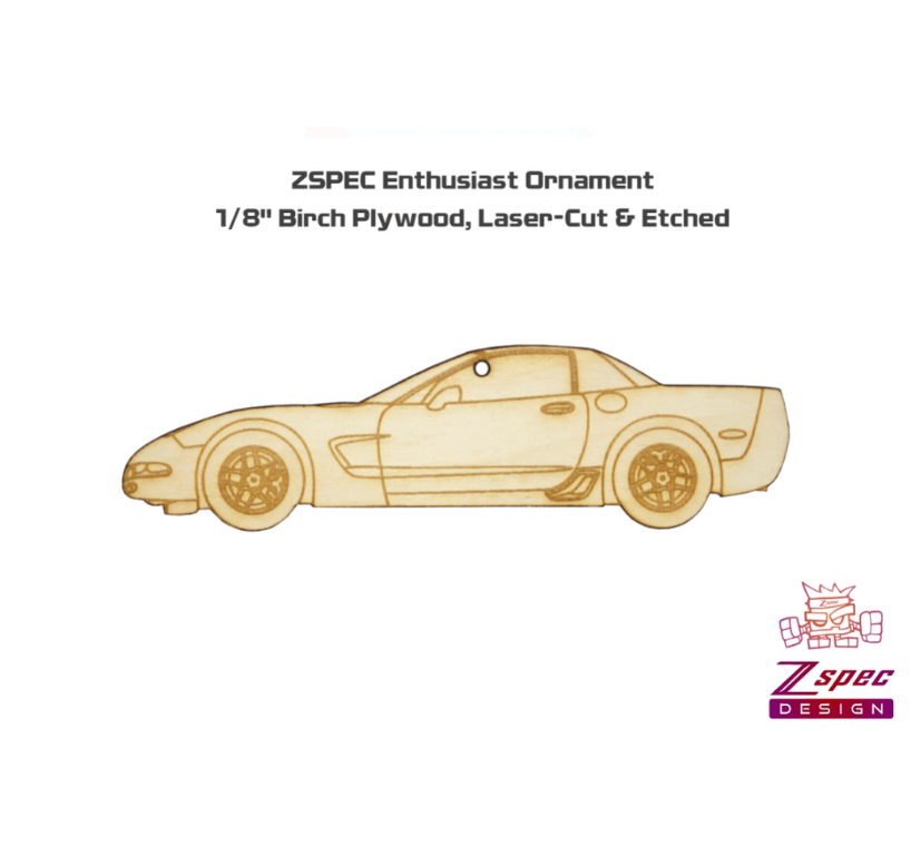 ZSPEC Laser-Engraved Wood Ornament, Style: Corvette C5 Z06, Birch