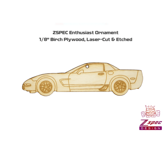 ZSPEC Laser-Engraved Wood Ornament, Style: Corvette C5 Z06, Birch