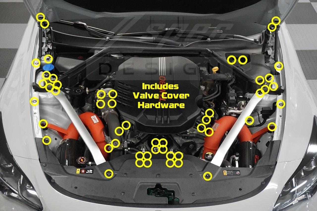 ZSPEC "Stage 3" Dress Up Bolts® Fastener Kit for '18+ Kia Stinger GT K8, Stainless & Billet