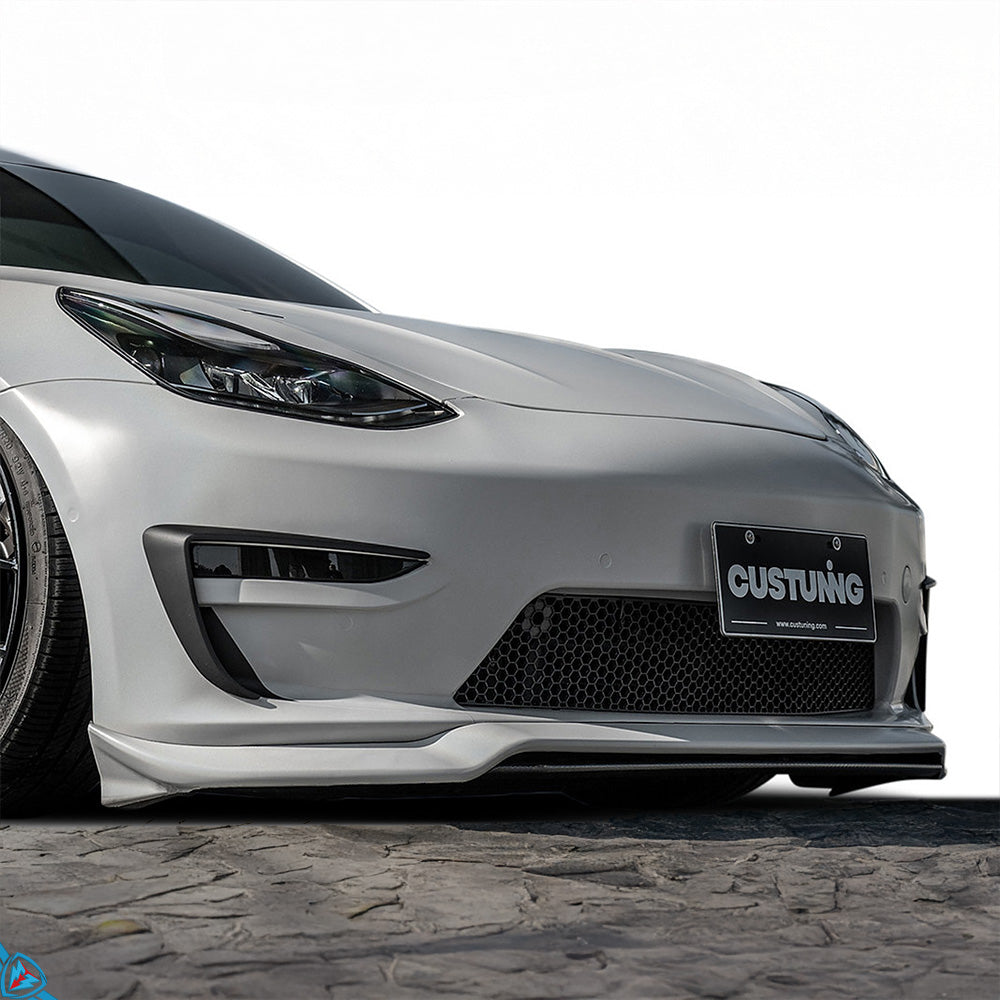 CUSTUNING Tesla Model 3 Front Facia Upgrade (Front Bumper + Lip)