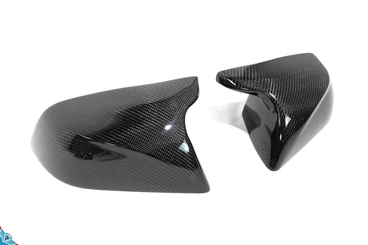 Tesla Model 3 Full Replacement Carbon Fiber Bull Horn Mirror Covers [Various Finishes] | FYBR Aerodynamics