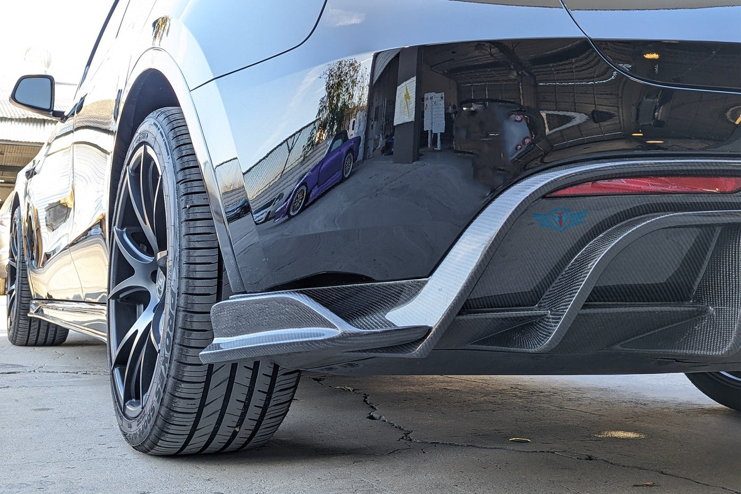 Tesla Model Y Genuine Carbon Fiber SHX Full Replacement Rear Diffuser | FYBR Aerodynamics
