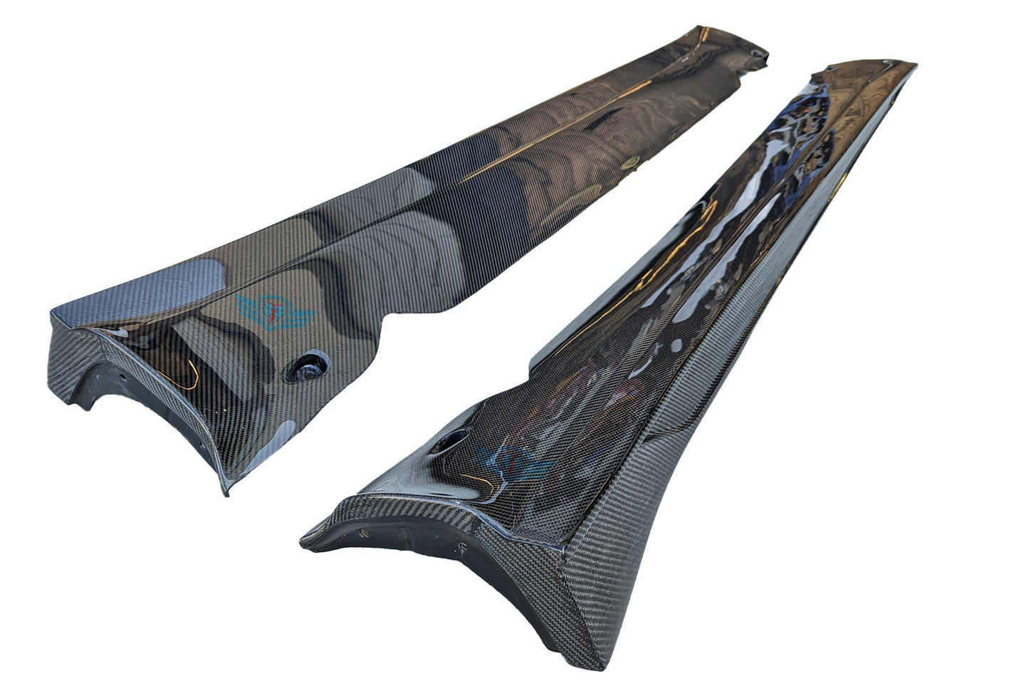 Tesla Model Y Genuine Carbon Fiber SHX Full Replacement Side Skirts | FYBR Aerodynamics