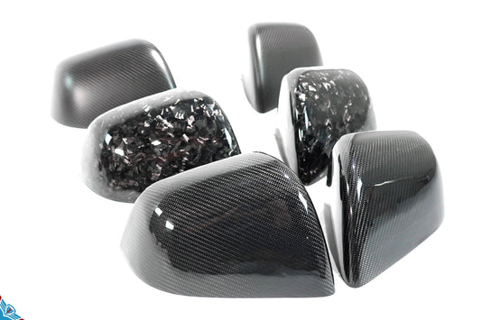 Tesla Model Y Full OEM Replacement Carbon Fiber Mirror Covers [Various Finishes] | FYBR Aerodynamics