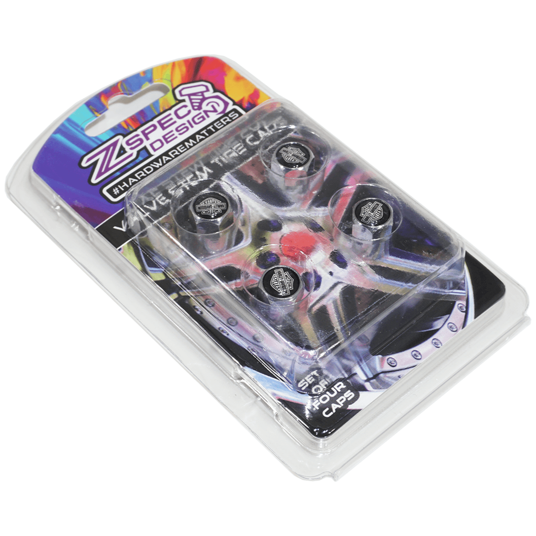 Chrome Valve Stem Tire Caps, Style: Harley Davidson