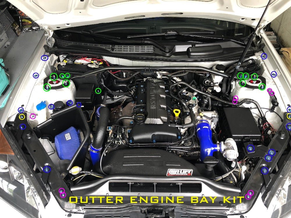 JDC Titanium Engine Bay Dress-Up Hardware Kit (Hyundai Genesis Coupe 2.0T BK1)