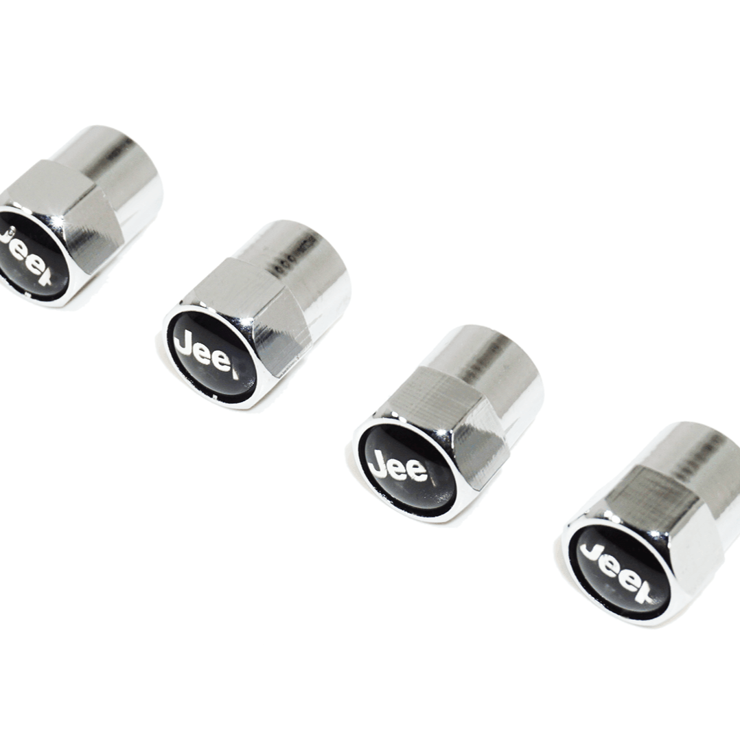 Chrome Valve Stem Tire Caps, Style: Jeep (Wrangler Compass Patriot Wagoneer)